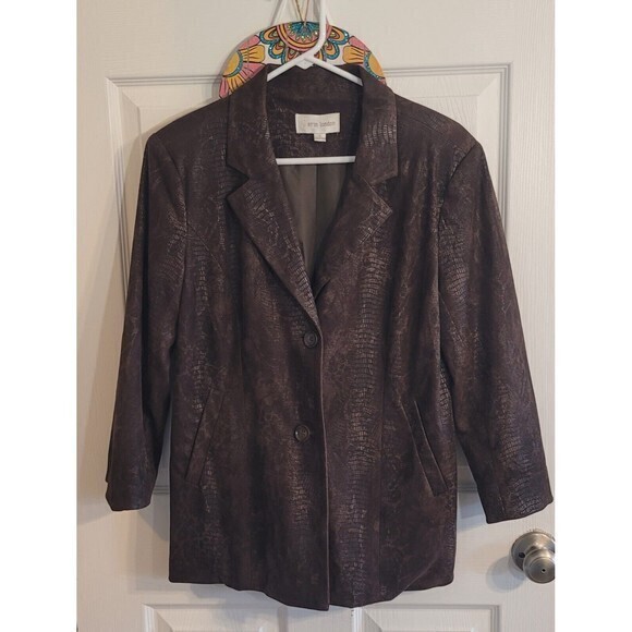 Erin London Faux‎ Snake Skin Button Front Jacket Size Small - Picture 1 of 10